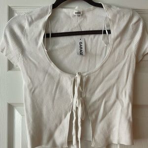 white cropped tie top